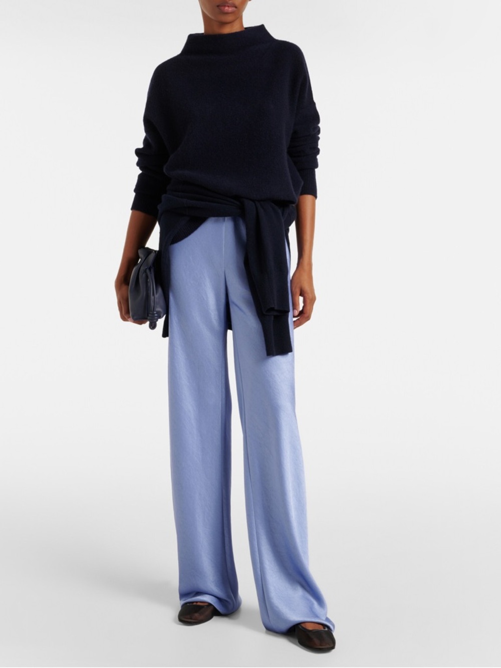 Vince Wide-Leg Satin Pants in Light Blue